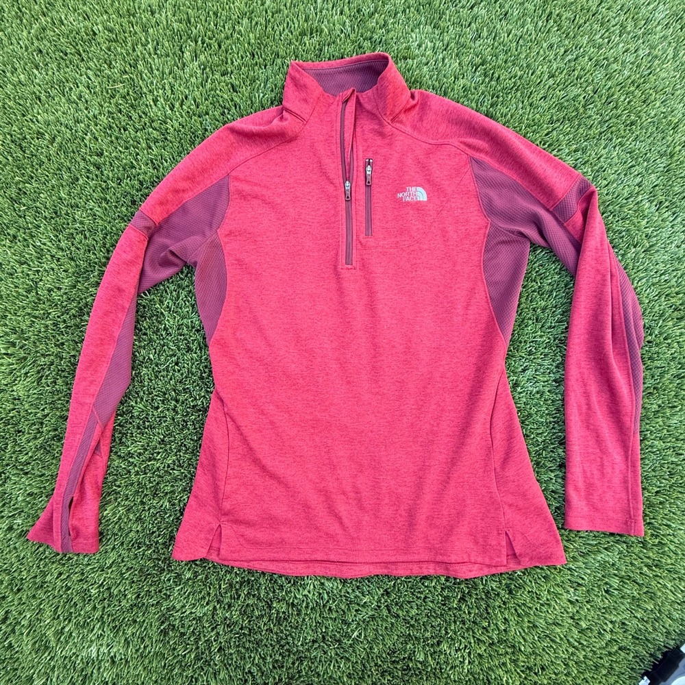 The‎ North Face FlashDry Womens Red Quarter Zip Pullover Thumbholes NF00CKU0 L